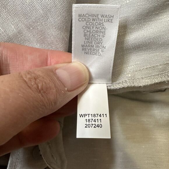 J Jill Pants Womens Sz XL Linen Stretch Capri Crop Buttons Side Zip Light Gray - Picture 15 of 16